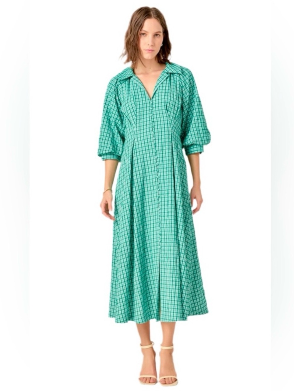 English Factory Green Check Shirt Dress